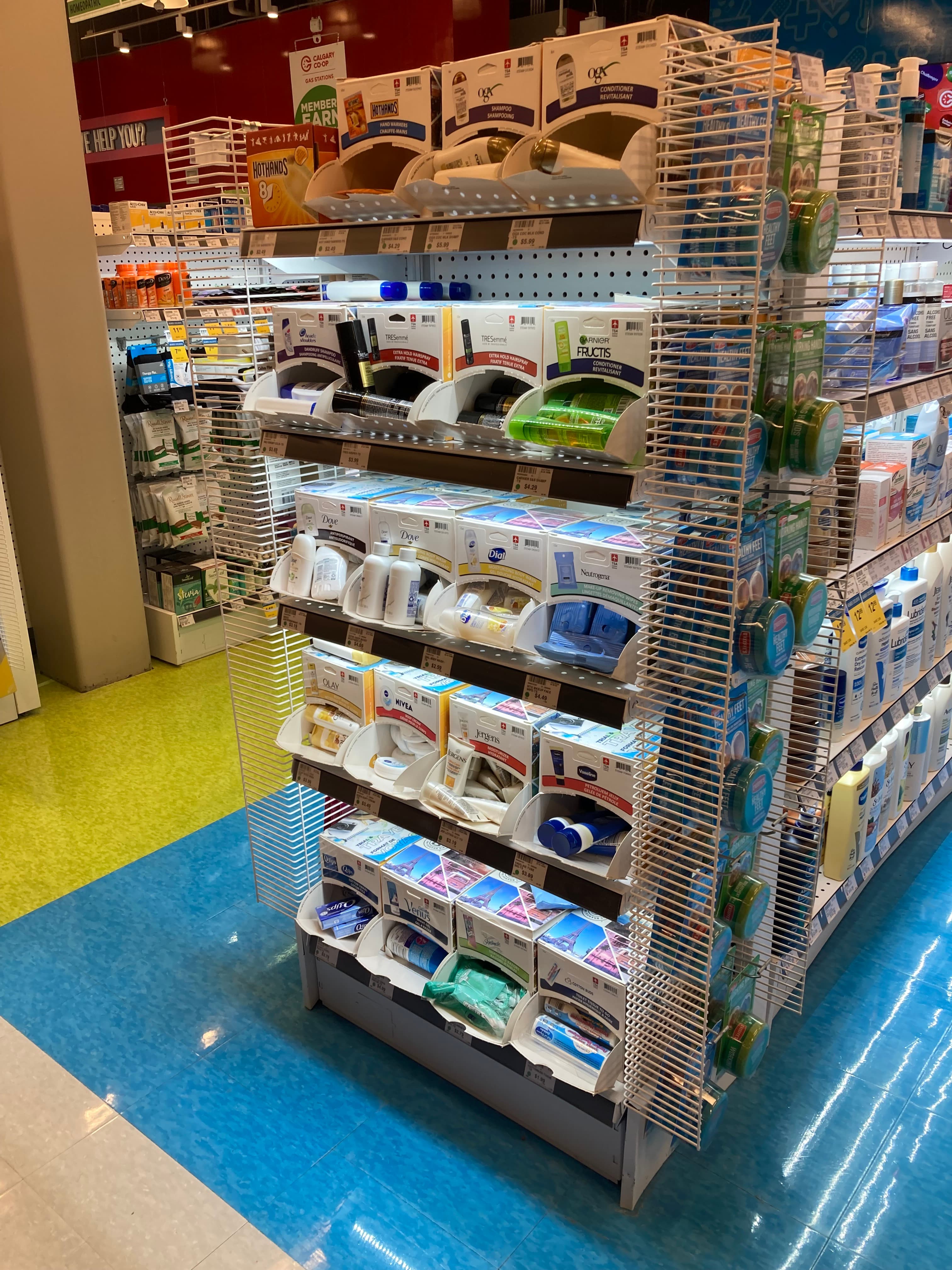 A real Gravity Pack trial & travel section set in a Canadian store.