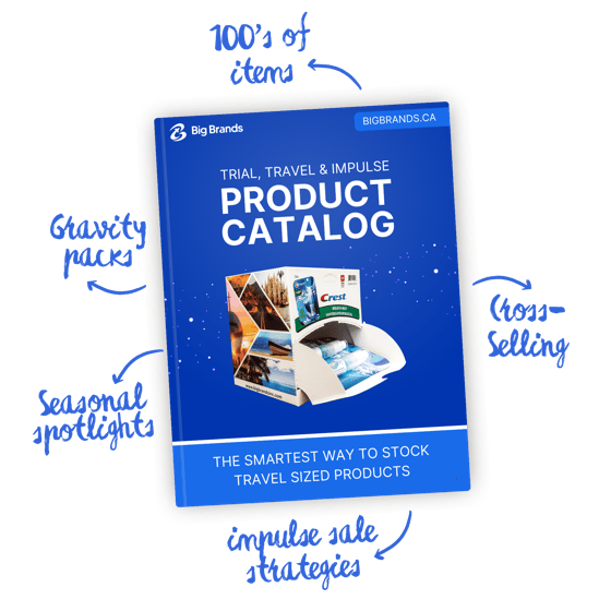 The Big Brands Trial, Travel & Impulse Product Catalog — hundreds of items, gravity packs, cross-selling and seasonal spotlights.